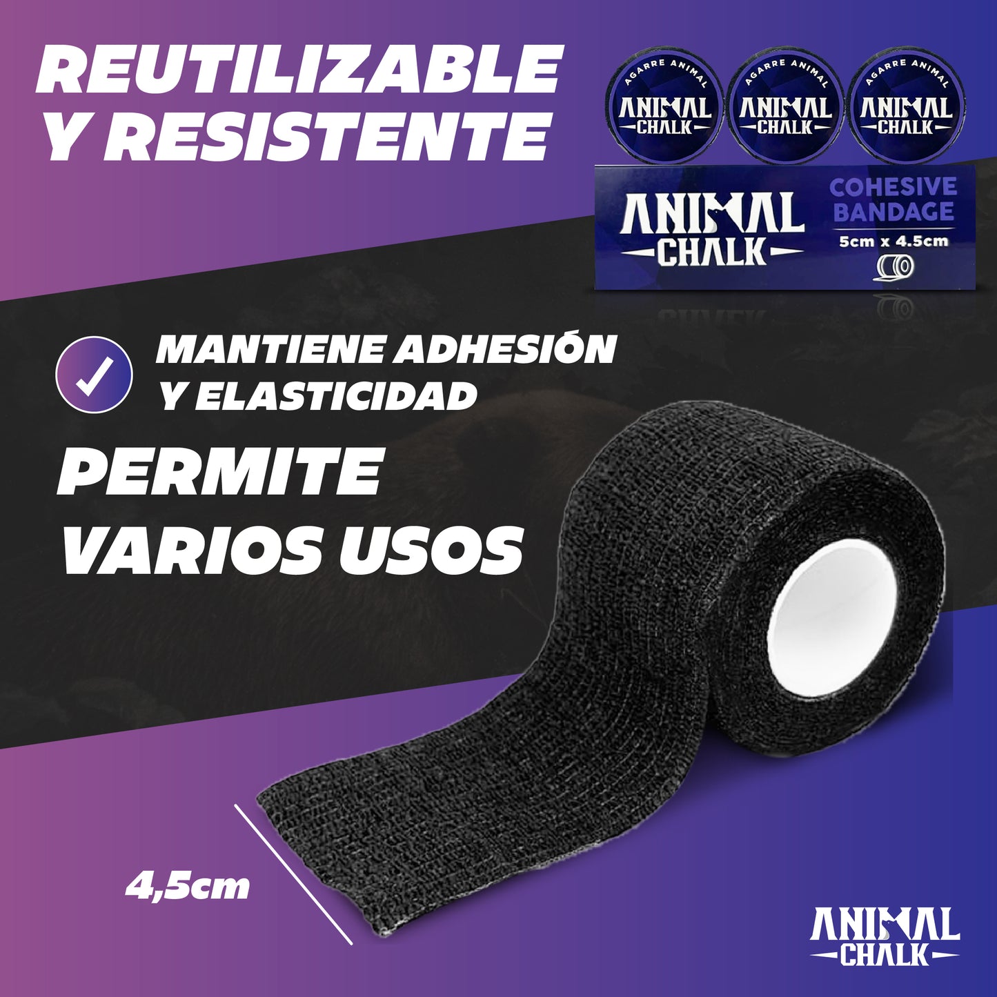 Venda Cohesiva Deportiva 3 rollos X 4,5m